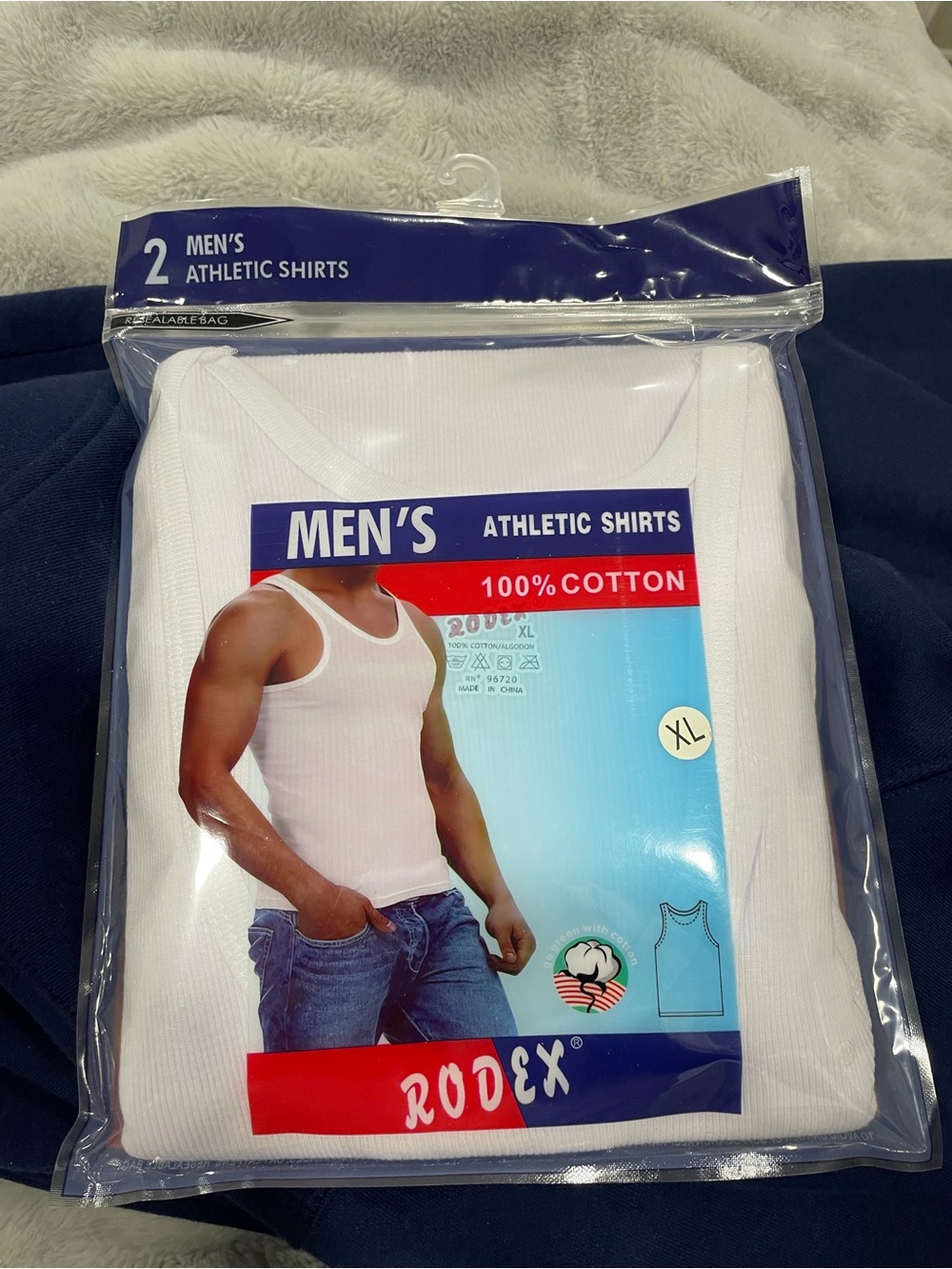 2 Men’s White Cotton Tank Top - Ribbed Athletic Vest  2 in Pack